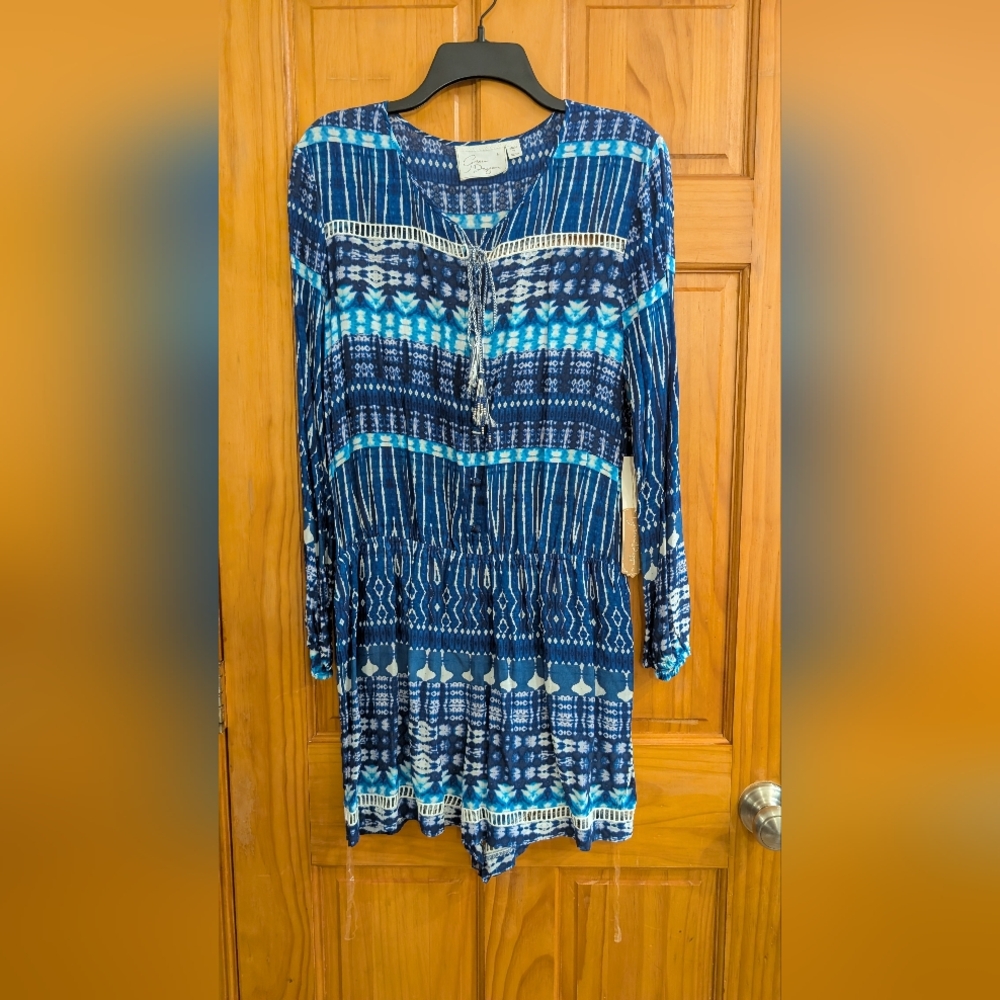 Green Dragon Blue Tie-Dye Pattern Top